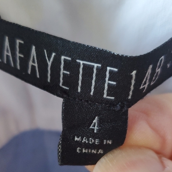 Lafayette 148 New York Blue Mandarin Collar Blouse - Picture 3 of 11